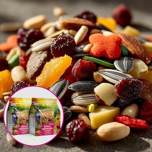 Tropical Carnival Brown’s Gourmet Small Hookbill Food & Fruit & Nut Parrot Treat Bundle – Vitamin-Fortified Daily Diet & Reward Mix for Parrots, Conures & Small Hookbills – 10 lb + 12 oz