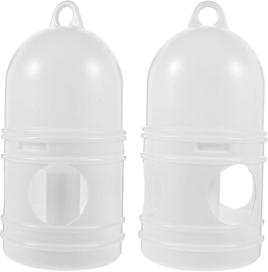 Hemobllo Pigeon Bird Water Dispenser, Plastic Poultry Water Dispenser with Top Handle 1 L Capacity Drinker Waterer Automatic Drinker Feeding for Parrot Chickens Pigeon Dove (2Pcs, White)