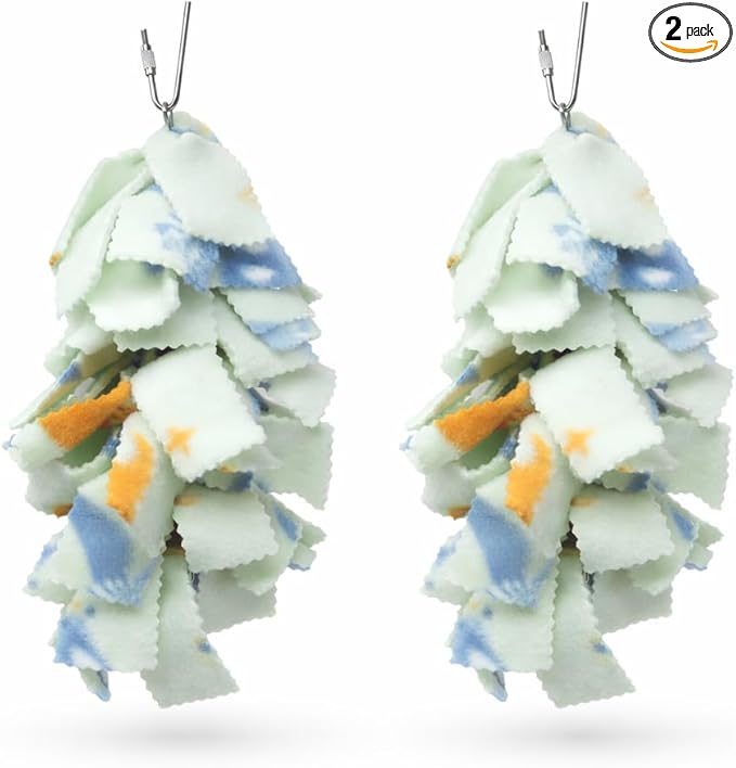 Bonka Bird Toys 1555 Medium Fluff Bird Toy – Shreddable Parrot Toy for Conures, Cockatiels & Medium Birds – Colorful Cage Enrichment Chew Toy (Pack of 2)