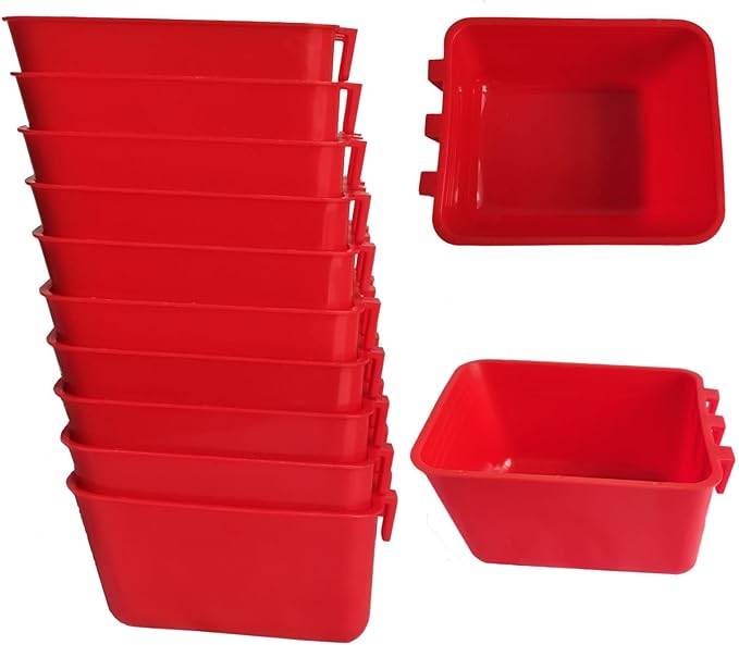 10 Pack Chicken Feeder Waterer Hanging 16 OZ Rabbit Water Cup Cage Bird Food Dishes Pigeon Feeding Watering Bowl with Hooks Bunny Poultry Coop Drinker Quail Seed Treats Dispenser