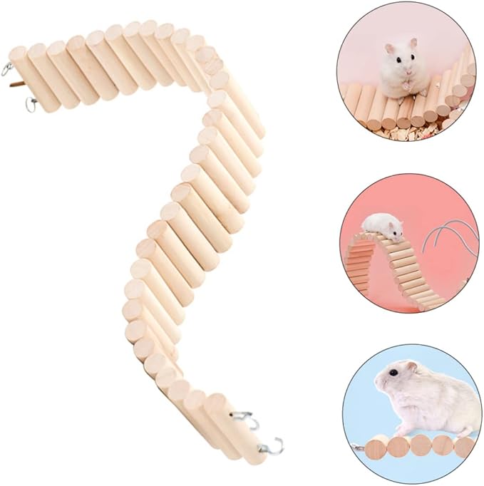 Abaodam Pets Parrots Climbing Ladder Toy for Birds and Hamsters Natural Wood Swing Design for Exercise and Adventure Bird Cages Wide