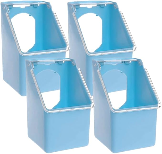 Milisten 4-Pack Hanging Pigeon Feeders Plastic Bird Food Dispenser for Pigeon Cage and Quail Feeder Easy to Install and Clean 5.51X3.54X3.14 Inch