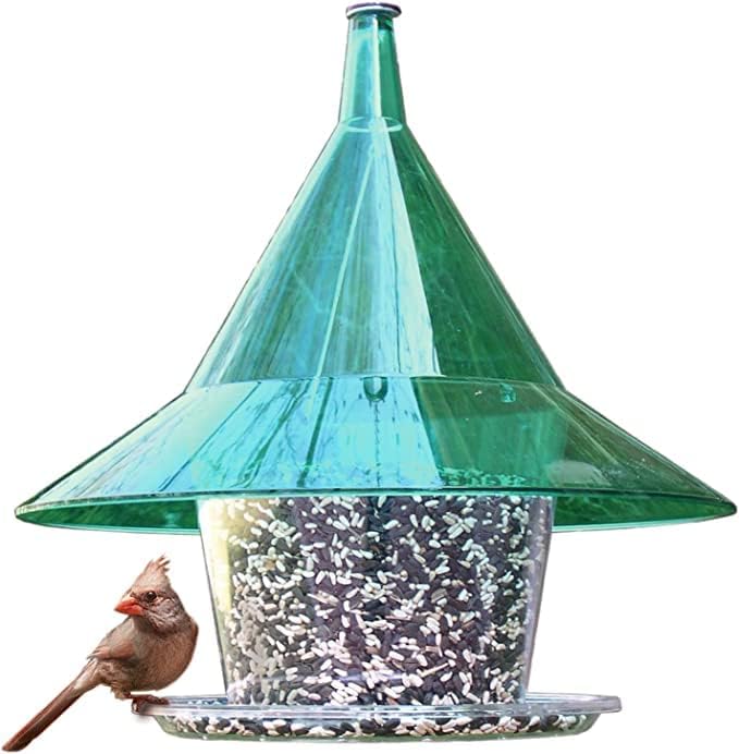 Sky Cafe - Squirrel Proof Bird Feeder for Outside - Large, 17 in. Diameter, 1.5 Gallon Birdseed Capacity - Made in USA (Emerald Green) - Free Squirrel Mug