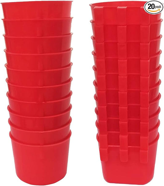 20 Pack Cage Cups Chicken Feeders Waterer Bird Water Cup Bunny Food Bowl Plastic Drinker Hanging Quail Dove Feeding Watering Dish Seed Container Coop Feeder for Parakeet Poultry Pigeon