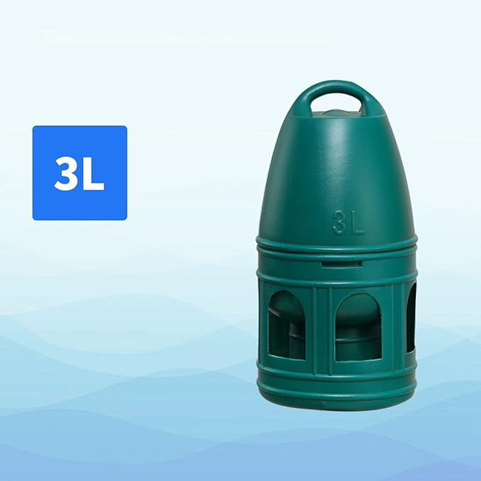 Bird Water Drinker/Parrot Parakeet Dove Chicken Pigeon Water Dispenser Feeder/Large Capacity with Handle Bird Cage Accessories Waterer/, Green 3L