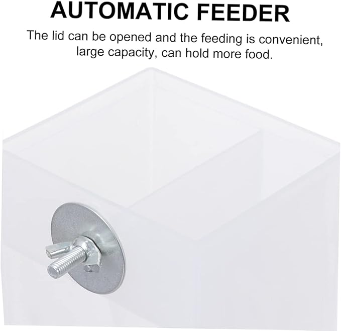 STOBOK 3pcs Automatic Bird Feeder Acrylic Parrot Food Box No- Bird Feeder Food Container Cage Accessories for Budgerigar Canary