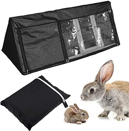 Rabbit Cage Cover UCARE Triangle Rabbit Hutch Cover 210D Waterproof Rabbit Cage Dust Cover Double Layer Bunny Hutch Cover Black