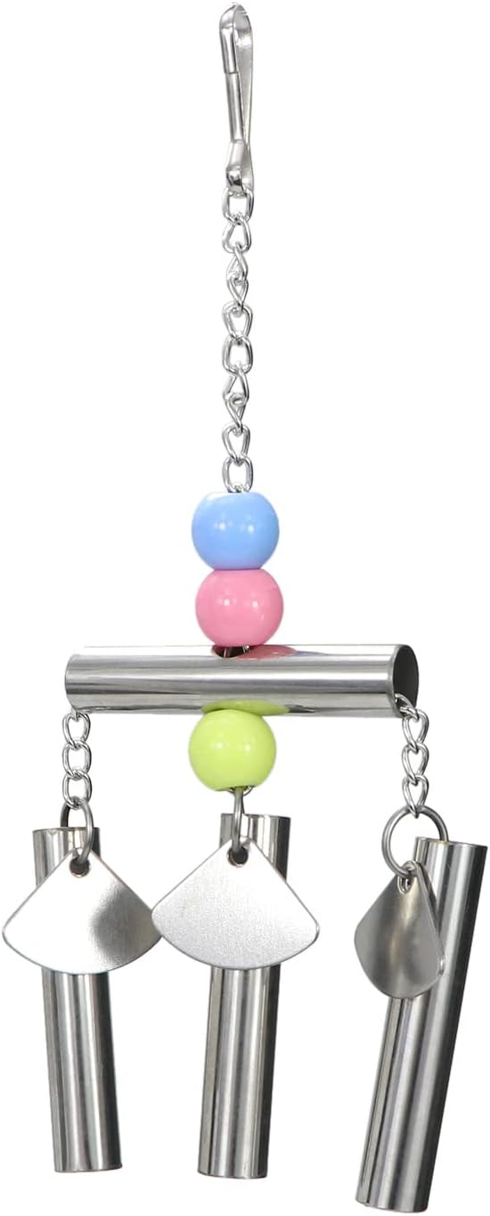 Wontee Bird Stainless Steel Bells String Parrot Hanging Chew Toy for Parakeet Cockatiel Cockatoo Conure (Silver)