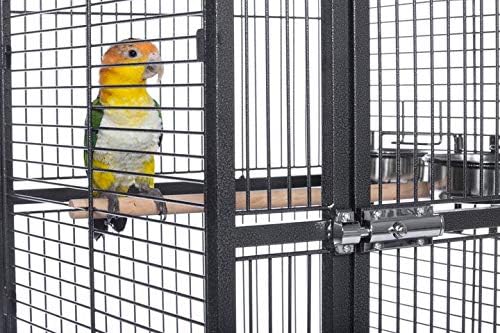Prevue Pet Products Dome Top Bird Cage - Powder‑Coated Steel Cage with Wheels, Push Button Locks, Seed Guards and Perch, Ideal for Cockatiels, and All Small-Medium Sized Birds - Black Hammertone