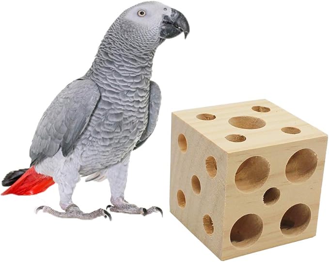QBLEEV Bird Wooden Block Puzzle Parrot Chicken Foraging Toys, Small Animal Shredding Teething Parakeet Cockatiel Conure Budgie Cage Toys