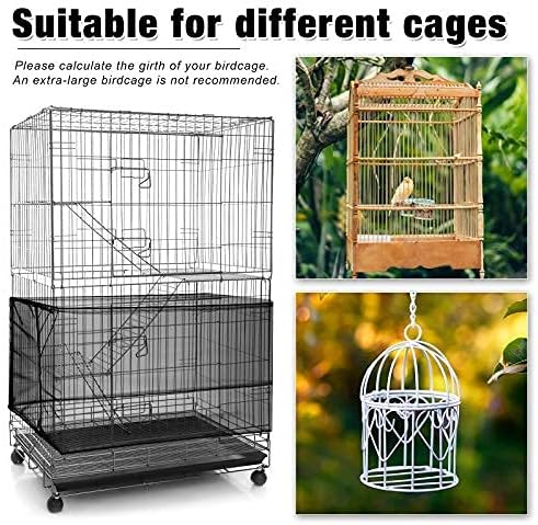 Shappy Large Bird Cage Seed Catcher,Bird Cage Cover Net Skirt Guard,Adjustable Soft Airy Mesh Net for Parrot Parakeet Macaw(78.7 x 15 Inch/ 200 x 37 cm,White)