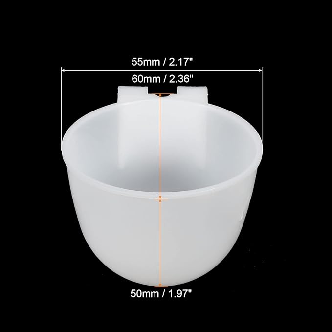 PATIKIL Mini Bird Feeder Cage Cups, 8 Pack Pigeon Water Bowl Round Feeding Sand Cup Hanging Container for Parrot Poultry, White