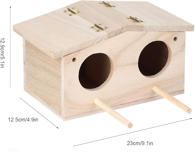 Bird House Parakeet Nesting Box, Wooden Bird House,Pet Bird Nest Kits Breeding Box Cage Birdhouse Accessories with Pack Fitting for Parrots Swallows Birds