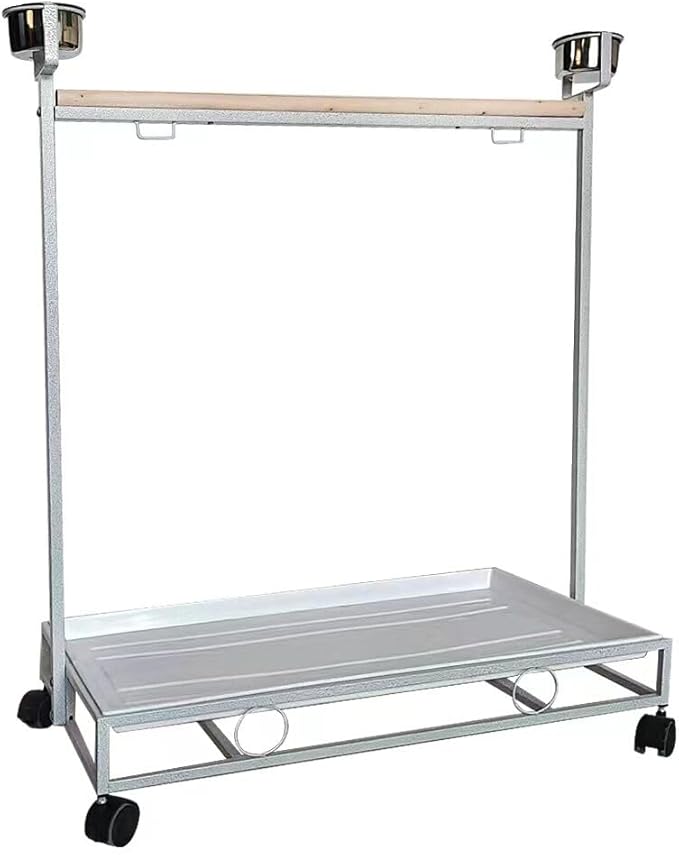 41" Large Amazon Cockatoo Parrot Bird Play Stand Gym Play Ground Rolling Stand. (Silver White)