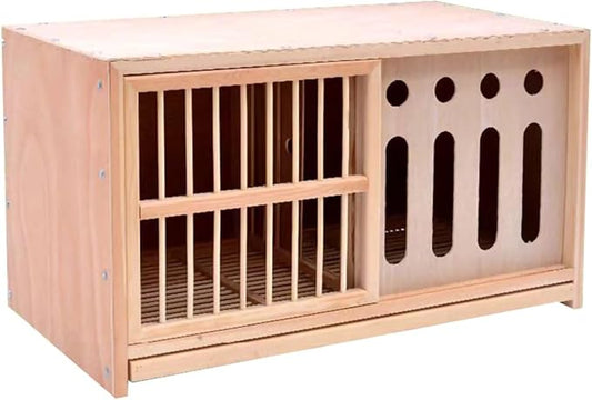 Large Pigeon Cage, Solid Wood Sliding Door Bird Cage, Light-Proof Door Outdoor Pigeon Nest Box, Removable Tray(27.6IN*1)
