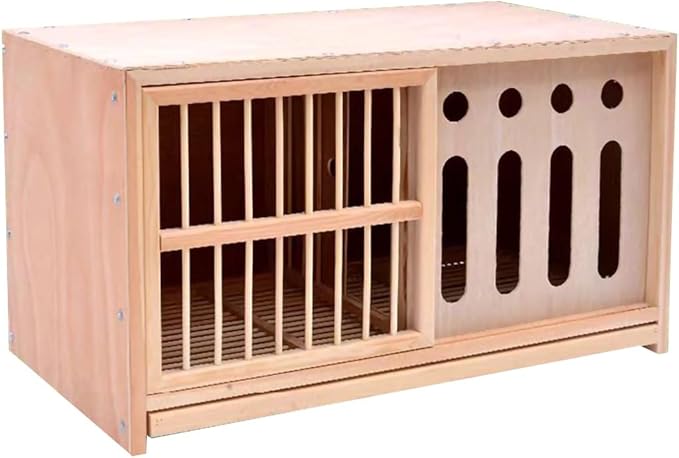 Large Pigeon Cage, Solid Wood Sliding Door Bird Cage, Light-Proof Door Outdoor Pigeon Nest Box, Removable Tray(35.4IN*1)