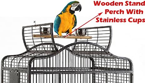 New Large Wrought Iron Open/Close Play Top Bird Parrot Cage, Include Metal Seed Guard Solid Metal Feeder Nest Doors Overall Dimensions: 35.25"Wx29.5"x62"H(With Seed Skirt)