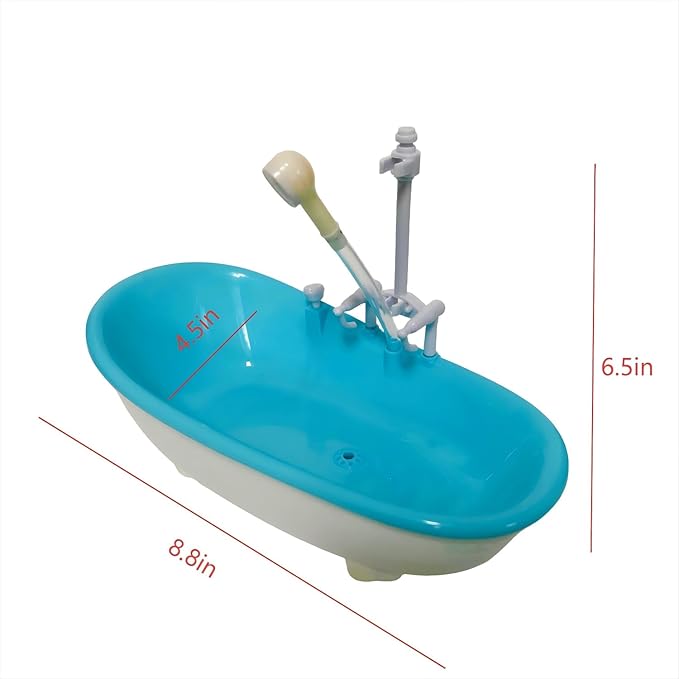 Cage Bird Bath & Shower for Parrots - Parakeet Bathtub Accessory with Spray, Fits Cockatiel Lovebirds, 8.78×4.53×3.35in (Blue)