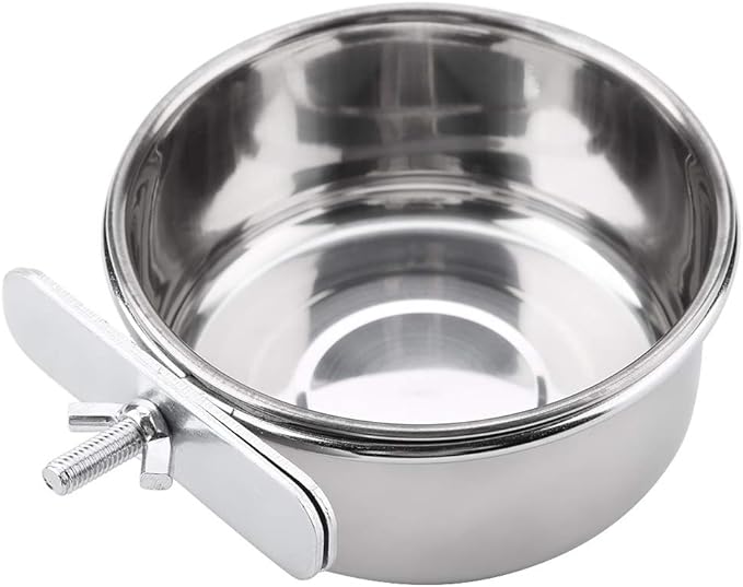 Hanging Adjustable Food Water Food Feeding Bowl Stainless Steel Parrot Parakeet Feeder Bird Cage Accessory Drinking Cup (M)