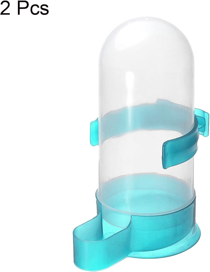 PATIKIL 800ml Automatic Pigeon Feeder, 2 Pack Bird Cage Waterer Hanging Drinker Water Dispenser for Parrot Poultry, Light Blue