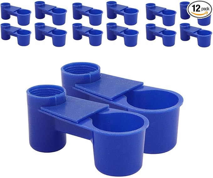 Automatic Bird Drinker Cups 12pcs Pigeon Water Bottle Feeder for Cage(Blue)