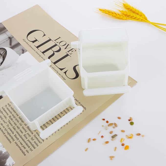 4 Pcs Bird Small Slot Feeder Plastic Food and Water Dispenser Bowl No Mess Cage Hanging Feeder Cup (White)
