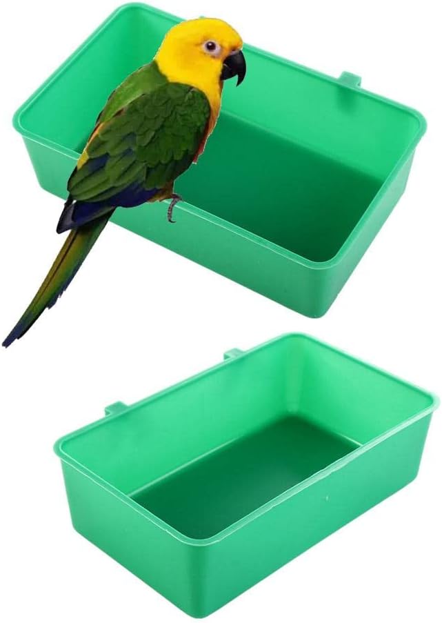 5PCS Pet Bird Bowl Hanging Parakeet Food Dispenser Square Box Multi-Purpose Parrot Bath Basin for Bird Cage Accessories Bird Supplies