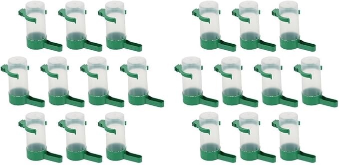 HANABASS 20 Pcs Bird Water Dispenser Automatic Bird Water Feeder Small Bird Feeder Bird Cage Water Dispenser for Parakeet Lovebirds Canary, 7X8.5CM, Green2