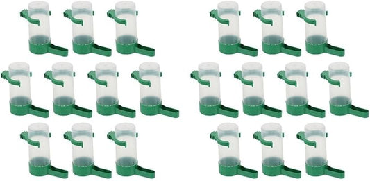 HANABASS 20 Pcs Bird Water Dispenser Automatic Bird Water Feeder Small Bird Feeder Bird Cage Water Dispenser for Parakeet Lovebirds Canary, 7X8.5CM, Green2