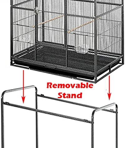 Extra Large Wrought Iron Double Cage Center Slide Out Divider 3-Levels Bird Parrot Flight Cage Cockatiel Conure Cage Easy Clean Pull Out Tray with Removable Stand on Wheels 61" Lx18 Dx56 H