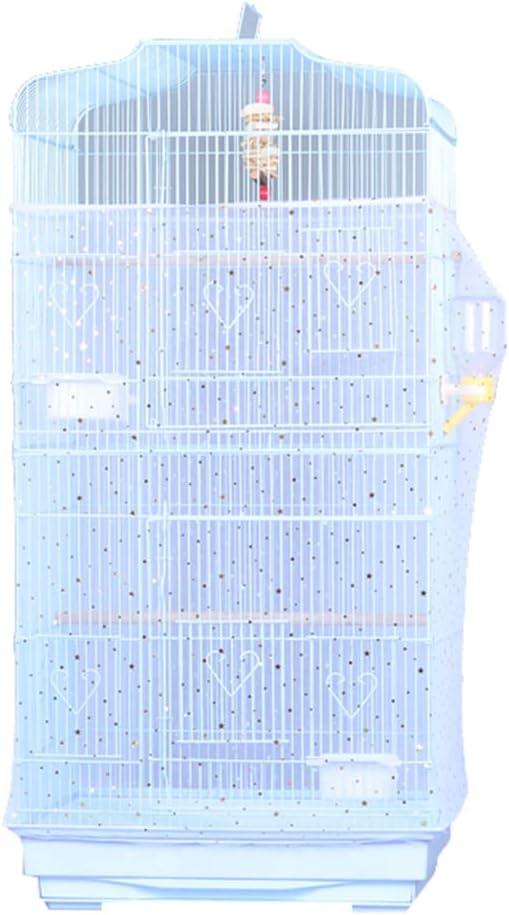 Birdcage Cover - Mesh Net Cover - Adjustable - Seed & Feather Catcher - Nylon Mesh - Parrot Cage Skirt - White