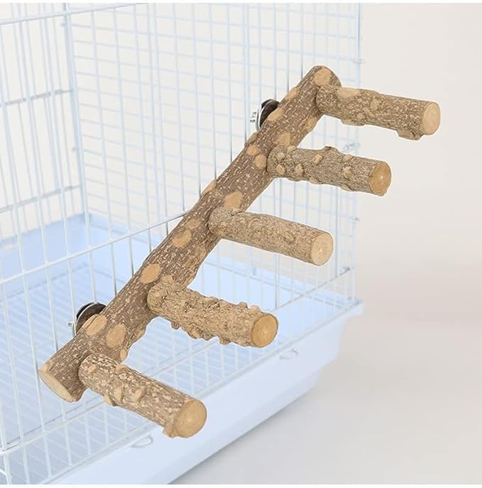 AWXZOM Natural Wood Bird perches Bird Ladder Perch Parrot Ladder Hamster Climbing Toys Nature Wood Stand Parrot Chew Toy for Small Animal