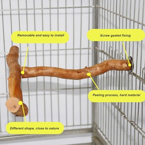 Asixxsix Wood Bird Perch, T Shaped Birdcage Stand Wooden Parrot Perch Stand Perch for Bird Cage Grinding Bird Perch Branches, T Perch Bird Accessory, Easy to Install