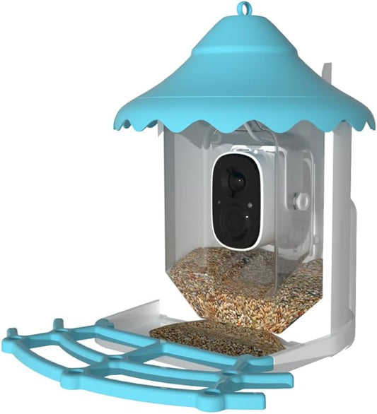 VicoHome N002 Bird Feeder with Camera - AI Bird Recognition, Solar Powered Outdoor Birdhouse Cam with Night Vision, Motion Alerts, App Control, Cloud & SD Storage, IP65 Waterproof, 2K HD Live View