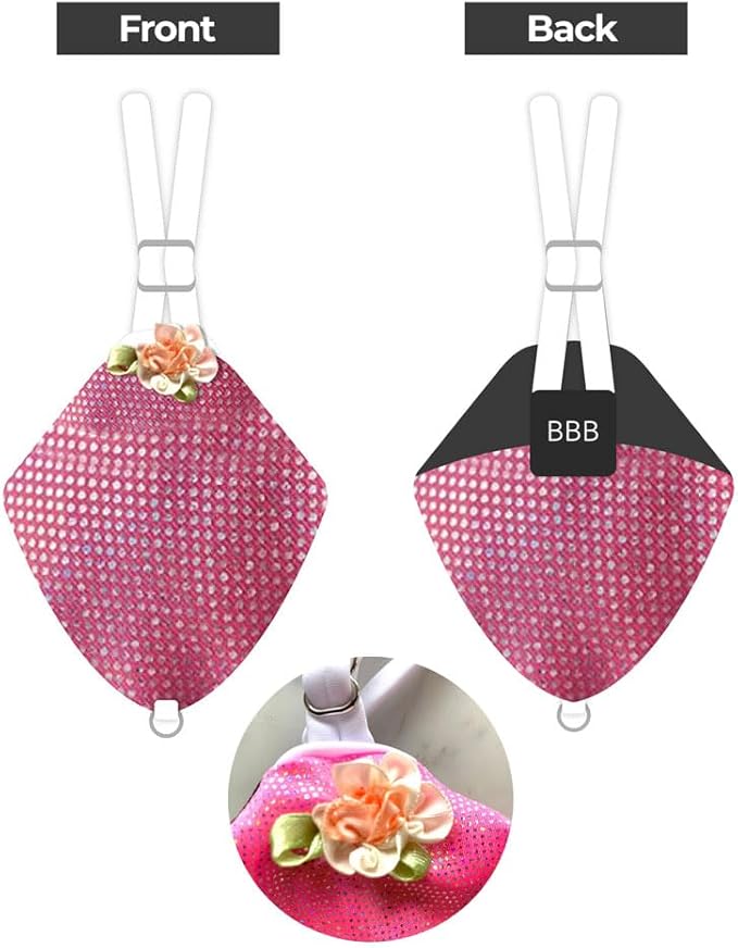 FLYPER Adjustable Mini Bird Diaper | Reusable, Washable Cloth | Comfort Fit for Parrots, Cockatiels, and Other Small Birds | Fashionable Avian Accessories (Sparkly Rose, Size 8.5)