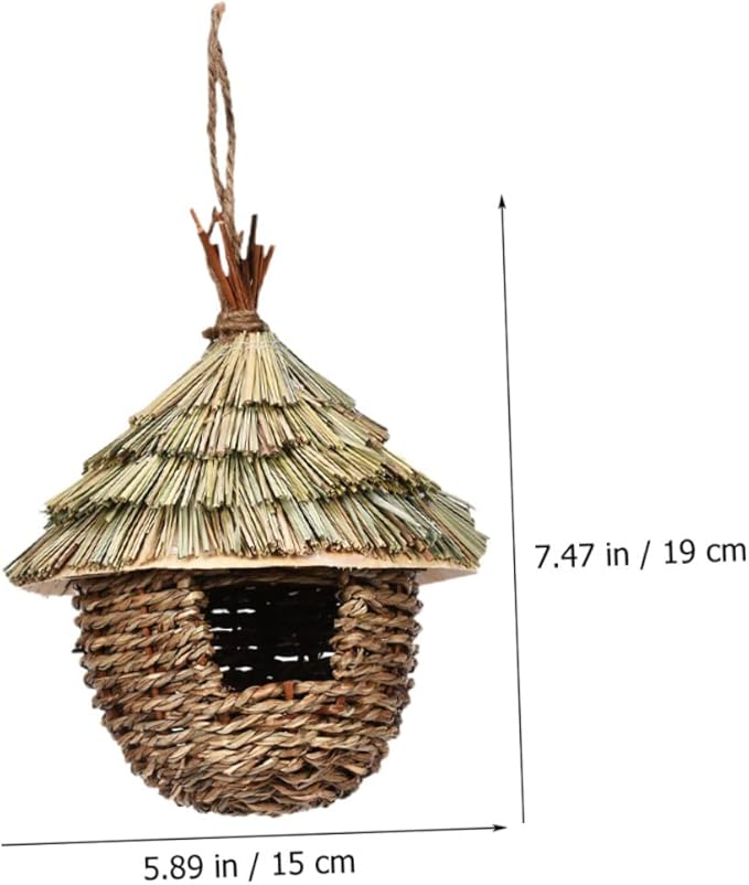 LIOOBO Garden Use Straw Woven Bird House Decorative Parrot Nest for Outdoor Indoor Use Durable Wear Resistant Chic Style Provides Shelter from Elements for Bird Breeding