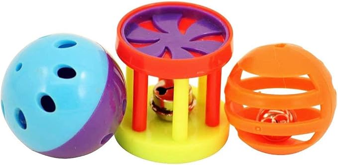 Bonka Bird Toys 1195 Play Three Balls Bell Jingle Budgie Finch Parakeet Lovebird Parrolet