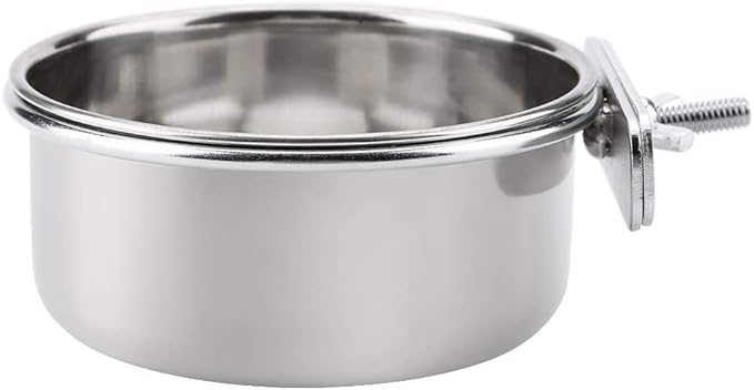 Hanging Adjustable Food Water Food Feeding Bowl Stainless Steel Parrot Parakeet Feeder Bird Cage Accessory Drinking Cup (M)