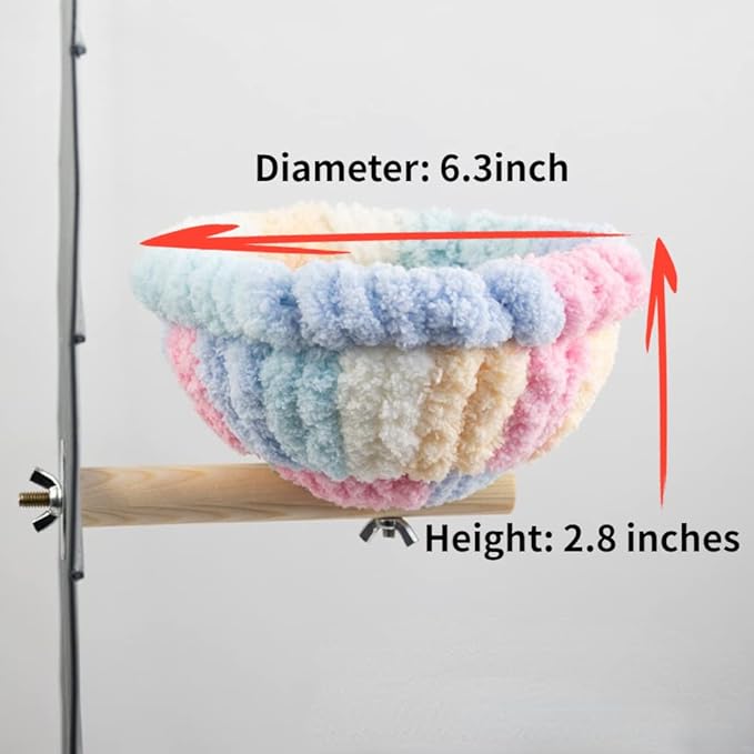 Birdcage Stand with Warm Nest, Natural Wood Perch Toys for Small Parrot Parakeets, Lovebirds, Cockatiels (Pink)