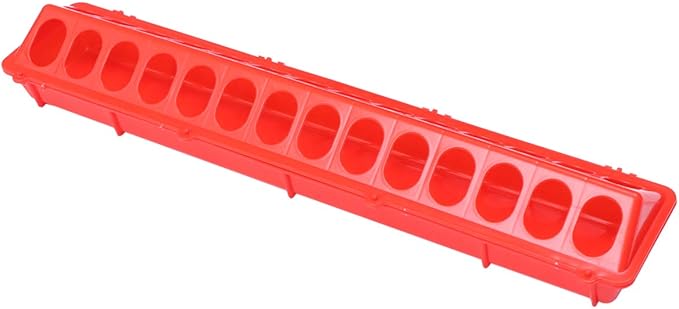 Pigeon Feeder Slot Container Fowl Feeding Dish Pigeon Storage Trough Bird Food Dispenser Parrot Feeder Duck Food Bowl for Poultry (Red)