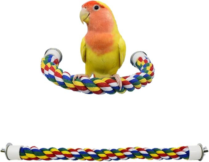 Bird Perch Rope Colorful Bird Spiral Rope Practical Parrot Toy Parrot Climbing Rope Cotton Rope Swing Bird Ladder Bridge for Large Medium Small Parrots (24 Inch)