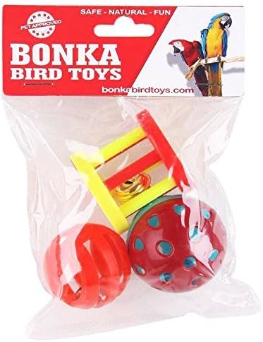 Bonka Bird Toys 1195 Play Three Balls Bell Jingle Budgie Finch Parakeet Lovebird Parrolet