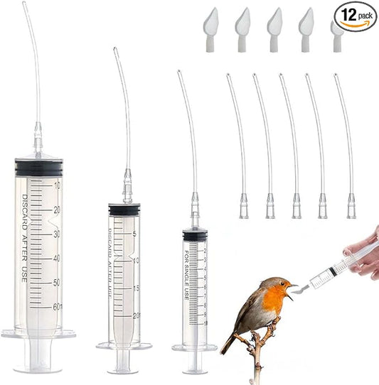 Baby Bird Feeding Syringe Set, Feeding Tubes and Spoon Parrot Small Pet Manual Feeder Measuring Tools， Milk Water,Liquid Food,Reusable (10ml+20ml+60ml)