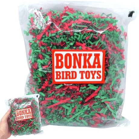 Bonka Bird Toys 2140 Christmas Shred (85 Cu-in) Festive Parrot Pet Nesting, Cockatiels, Parakeets, Conures, and Similar Breeds