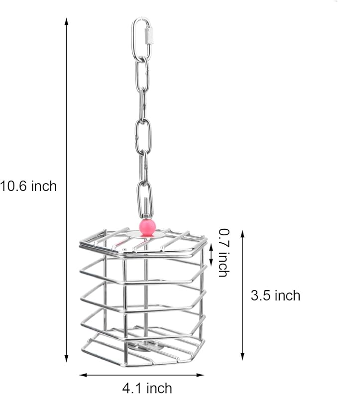 Bird Stainless Steel Foraging Feeder Parrot Hanging Feeding Box for Macaw African Grey Cockatoo Cockatiel Amazon Cage (Foraging Feeder)