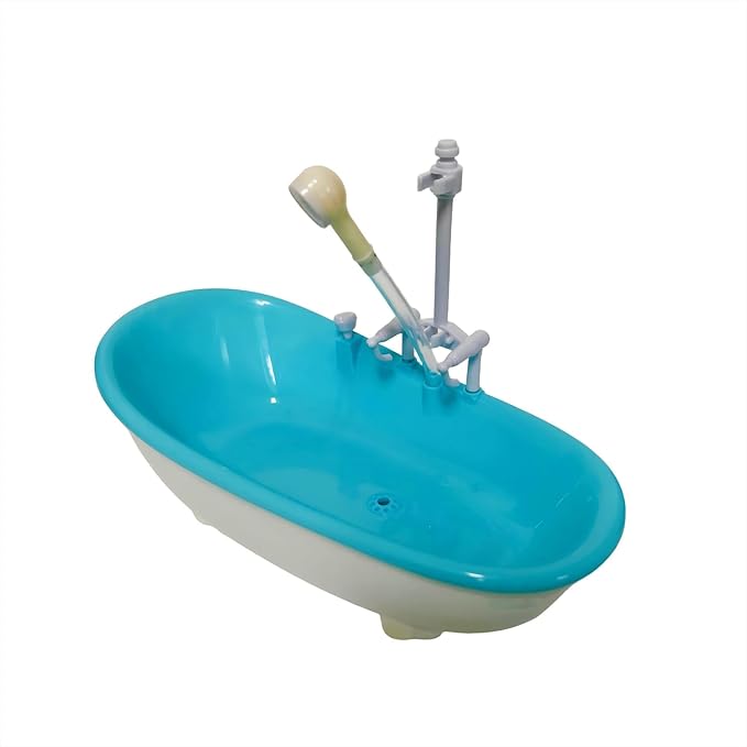 Cage Bird Bath & Shower for Parrots - Parakeet Bathtub Accessory with Spray, Fits Cockatiel Lovebirds, 8.78×4.53×3.35in (Blue)