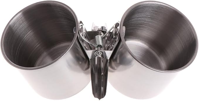 Silver Parrot Feeding Cups Hanging Pet Animal Stainless Steel cage Bowls Bowls for Cage Parakeet Bird Cage Accessories Suitable Small and Medium Bird Pet Supplies