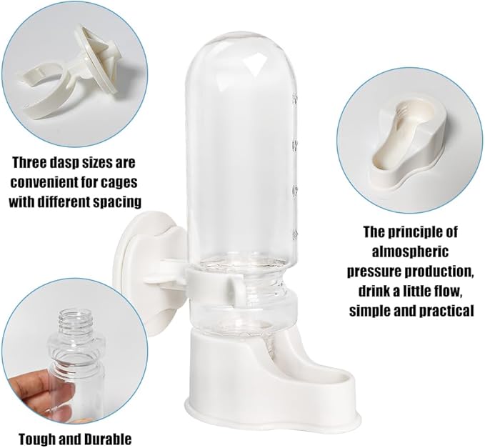 Automatic Pet Bird Water Feeder, Bird Water Dispenser for Cage, Bird Cage Suspended Automatic Water Dispenser, Bird Feeders for Parakeet Budgie Cockatiel Lovebirds Canary Finch (110ml)