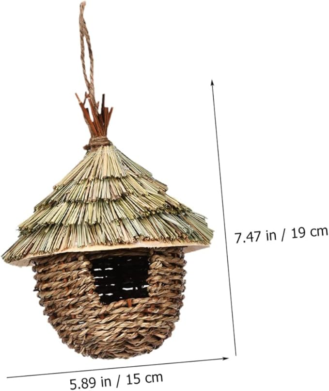 LIOOBO 2pcs Straw Bird's Nest Handwoven Bird Woven Bird House Hanging Bird Delicate Parrot Nest Hanging Parrot Nest Parrot Accessory Rough Bird Nest Parakeet Nest Parrot House Grass