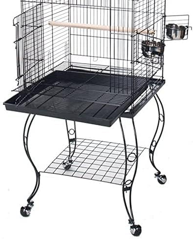 65-Inch Open and Close Dome Plays Top Parrot Lovebird Cockatiel Cockatiels Parakeets Cage Tight 5/8-Inch Bar Spacing with Removable Rolling Stand